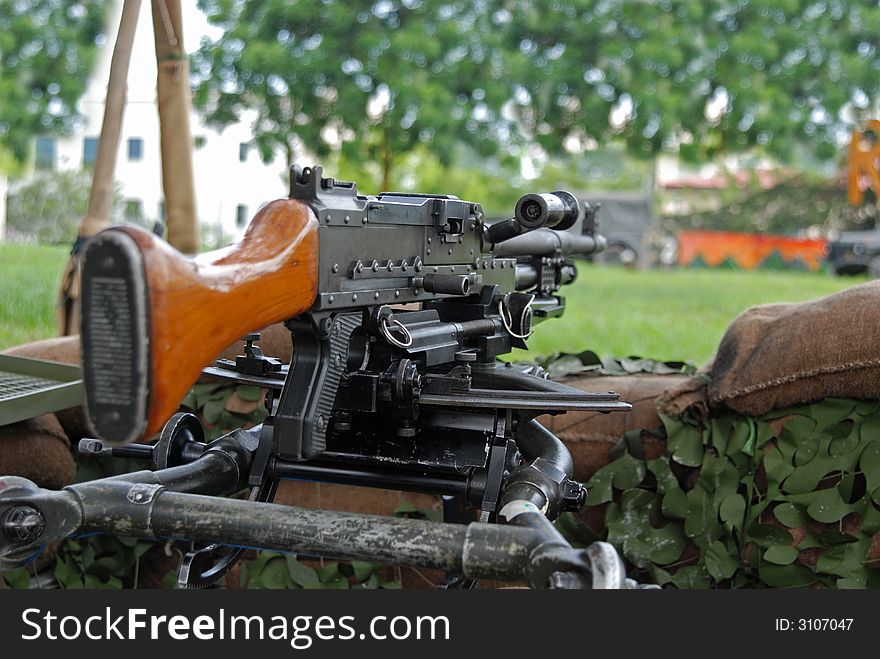 Machine gun display in the army camps. Machine gun display in the army camps