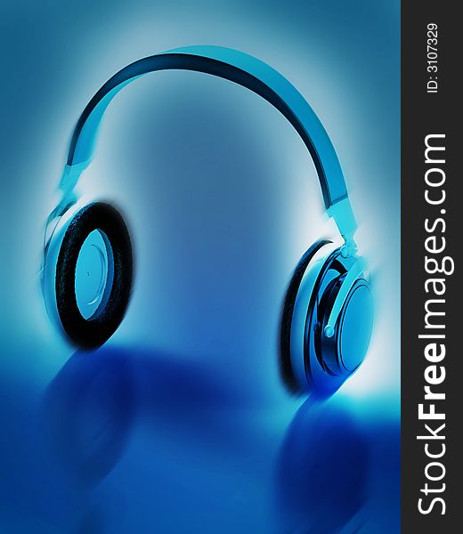 3d concept illustration of music headset headphones