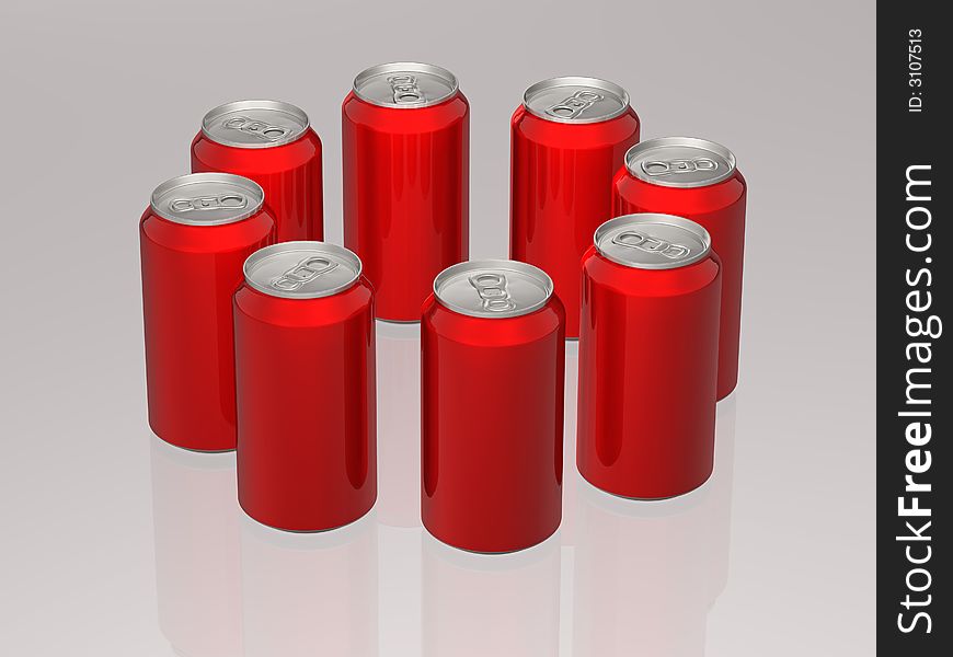 3d concept illustration of soda cans