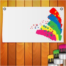 Sheet Of Paper With The Spots Of Paint And Brush Stock Photos Sheet Of Paper With The Spots Of Paint And Brush Stock Photos