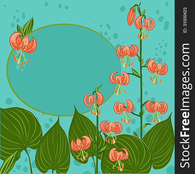 Background with orange Lilium martagon. Background with orange Lilium martagon