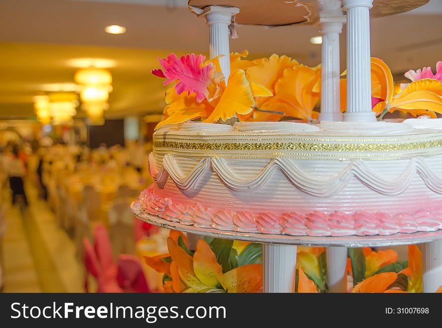 Wedding cake in a wedding party