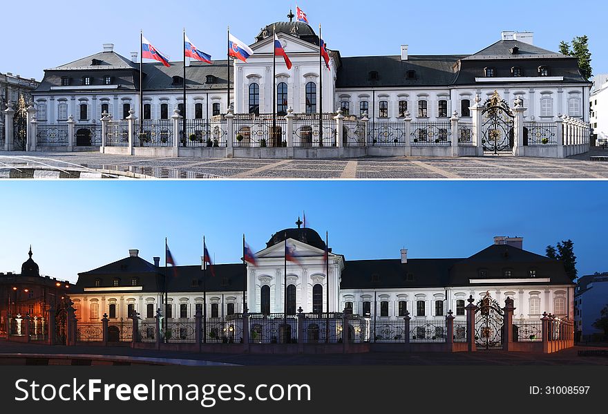 The Grassalkovich Palace is a beautiful Rococo palace in Bratislava and the residence of the president of Slovakia. The Grassalkovich Palace is a beautiful Rococo palace in Bratislava and the residence of the president of Slovakia.