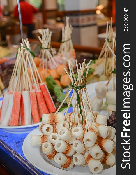 Sticks of Steamboat and barbecue ingredient