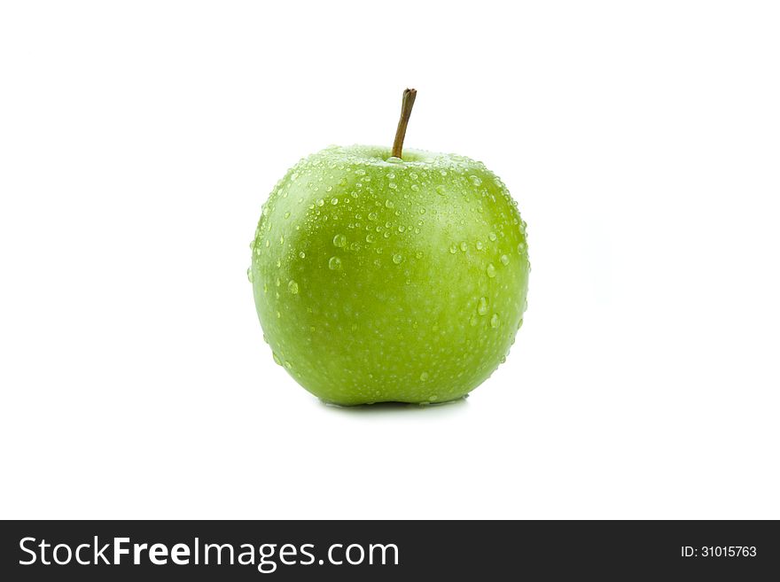 Close-up of an apple on white background