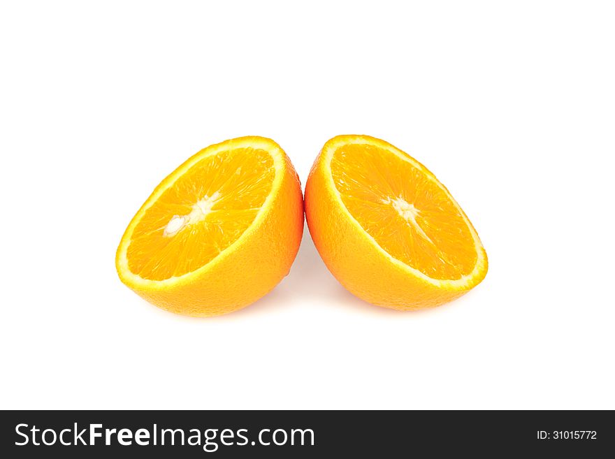 Ripe orange on a white background. Ripe orange on a white background