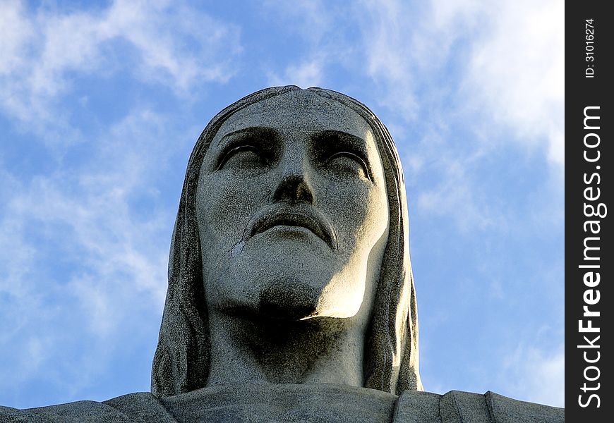 Detail of the head of Christ statue in Rio De Janeiro