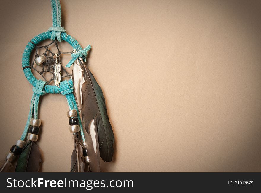 Native American dreamcatcher thought to filter out good dreams from nightmares. Some consider it a symbol of Native American culture.