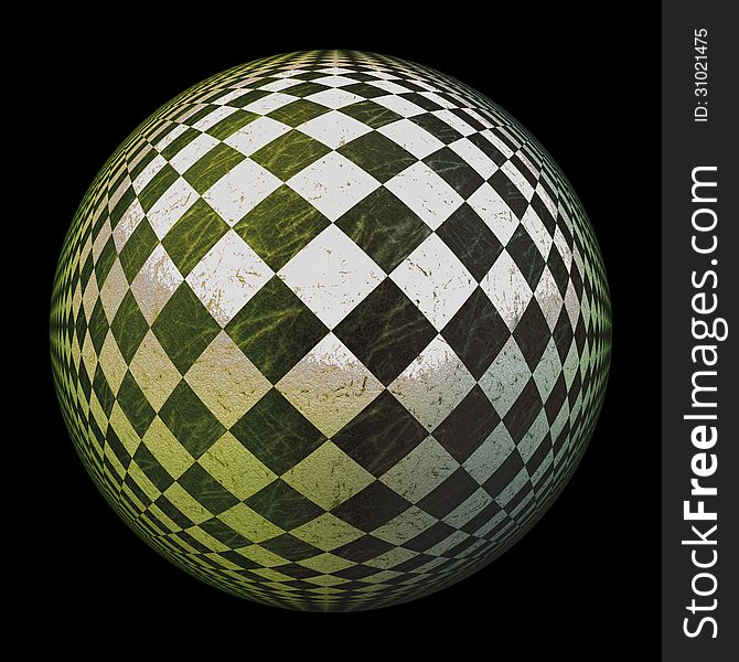 Abstract 3d checkered ball on black background. Abstract 3d checkered ball on black background.