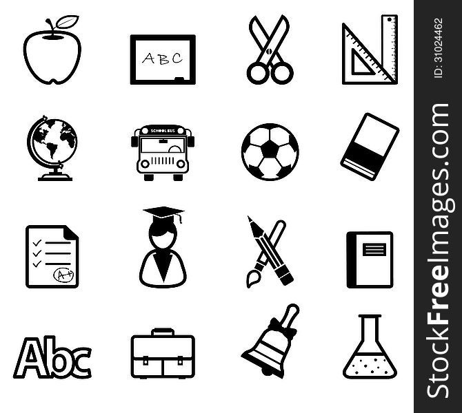 Education Icons black study evaluation tools