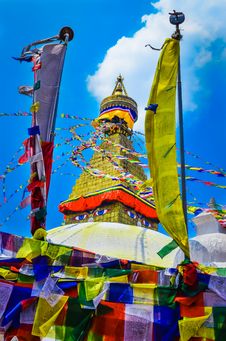Bouddhanath Stupa And Buddhist Flags Royalty Free Stock Photography Bouddhanath Stupa And Buddhist Flags Royalty Free Stock Photography