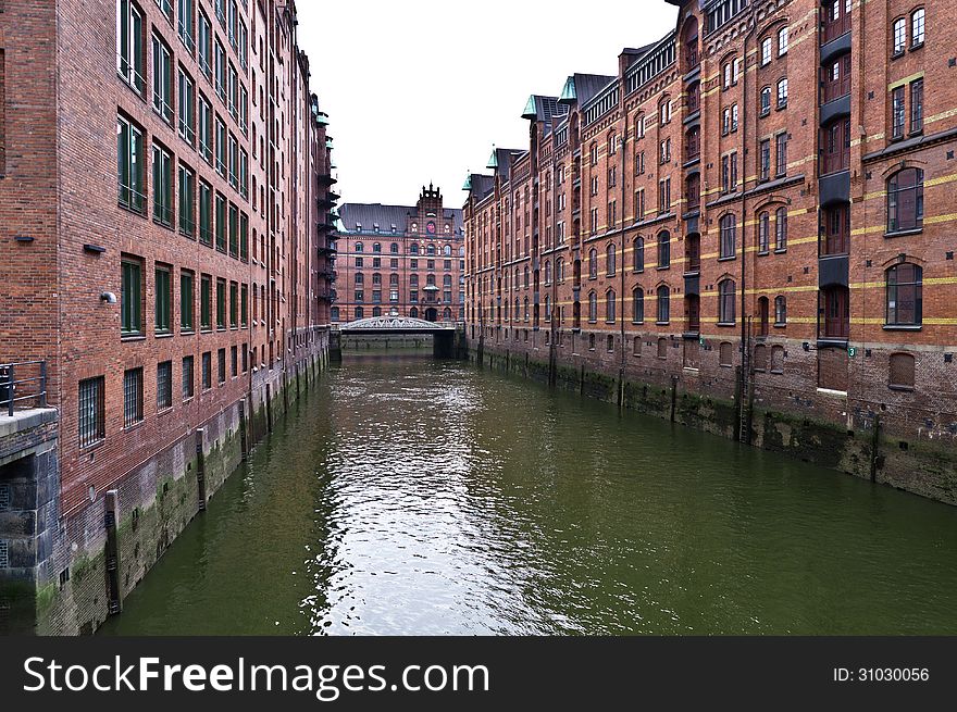 A view of the Speicherstadt, Hamburg, Germany