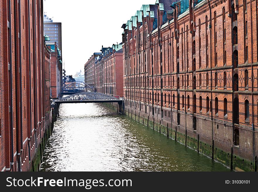 A view of the Speicherstadt, Hamburg, Germany