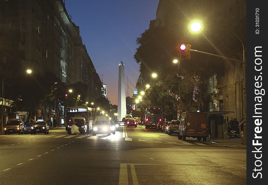 Famous Diagonal Norte Avenue in Buenos Aires. Famous Diagonal Norte Avenue in Buenos Aires.