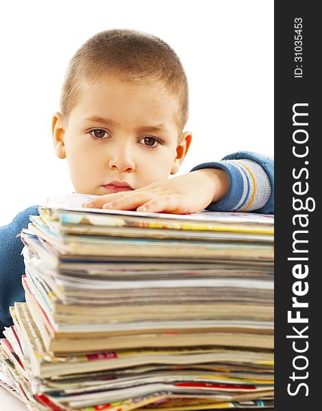 boy carrying books and education