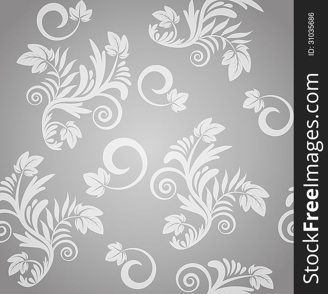 Seamless floral pattern in gray and white. Vector illustration