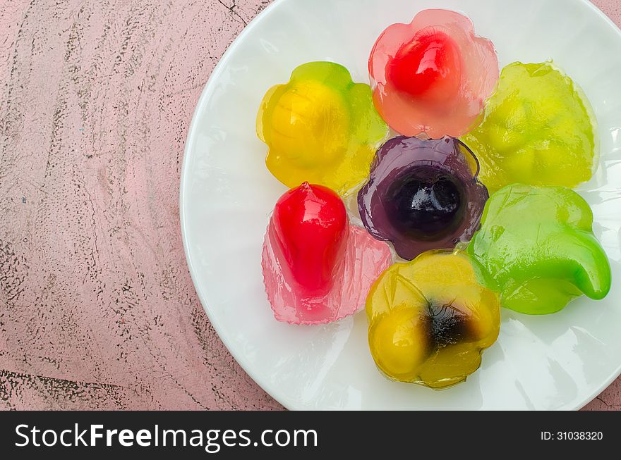 Colorful Thai dessert called Luke-Chup