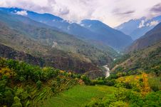 Tropical Landscape Mountain Valley, Annapurna Area, Nepal Stock Images Tropical Landscape Mountain Valley, Annapurna Area, Nepal Stock Images