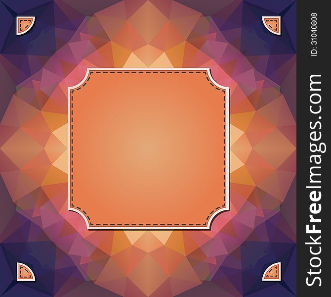 Colorful kaleidoscope vector background with label for you text. Vector illustration.