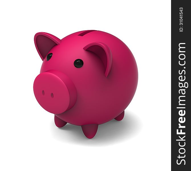 3D model of cute and pretty piggy bank on white background