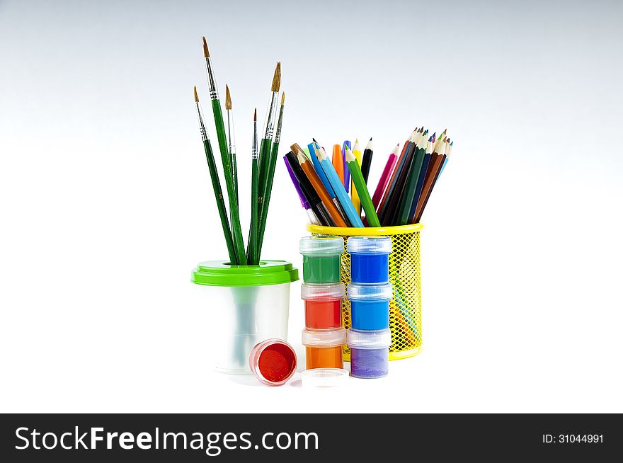 Stationery on whate background.