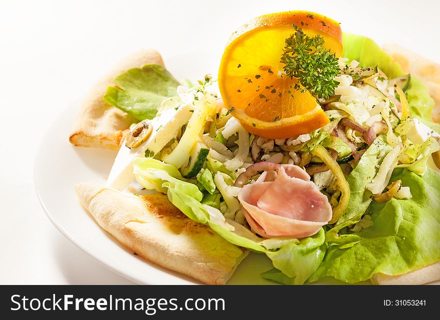 Easy and healthy breakfast, traditional salad from Greece.