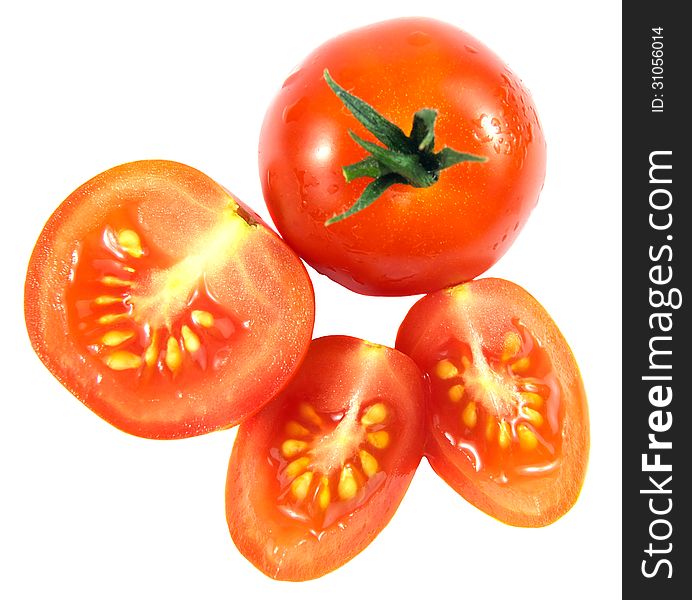 Ripe red tomato and slices