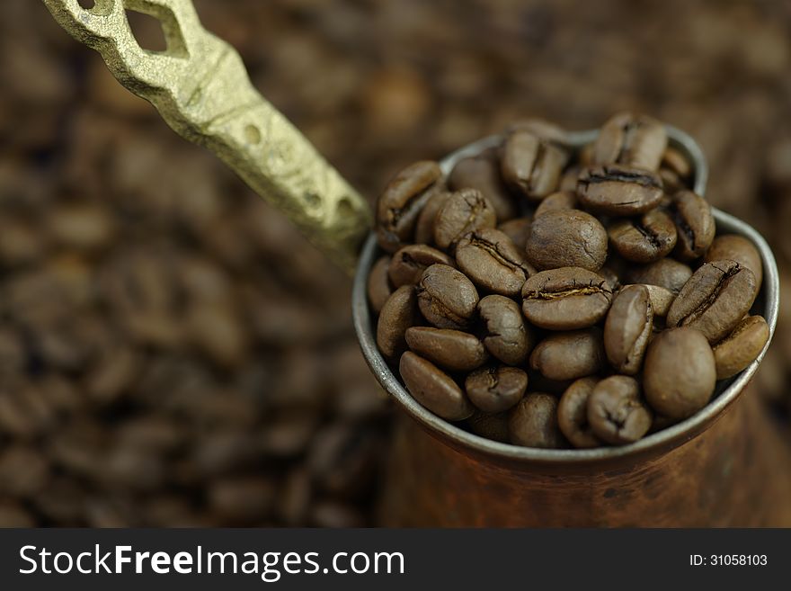 Coffee beans in pot pot