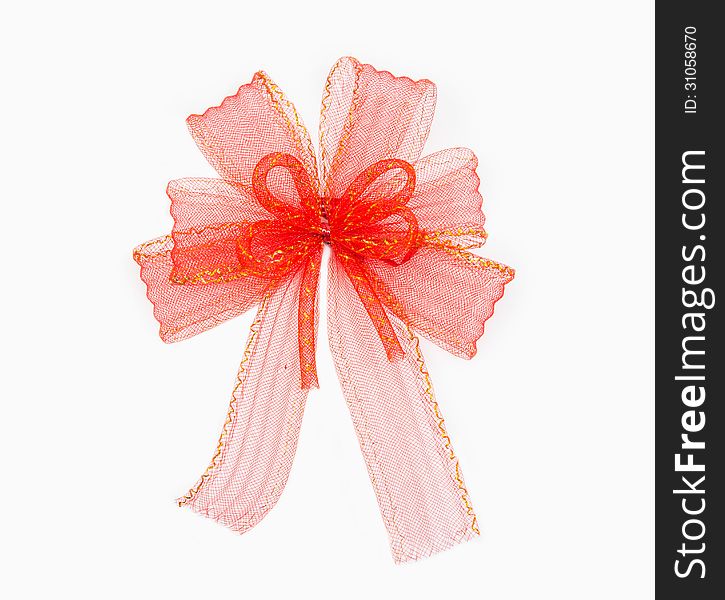 Red ribbon on white background.