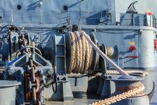 A Strong Pulleys Of A Big Boat. Royalty Free Stock Photography