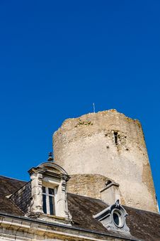 Mansard Roof And Tower Of The Medieval Castle Stock Photo
