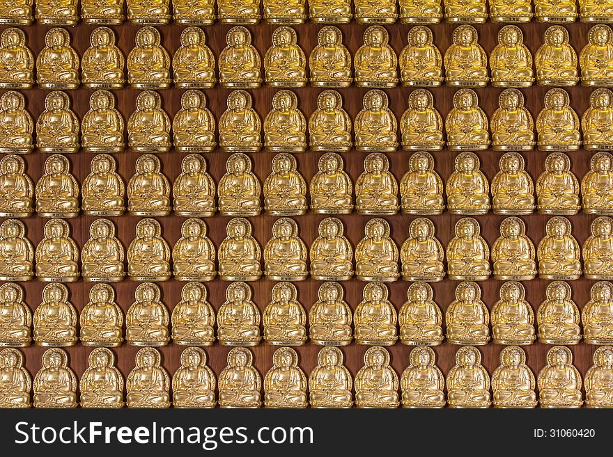 Million Of Golden Buddha Statue In Chinese Temple Nonthaburi,Thailand.