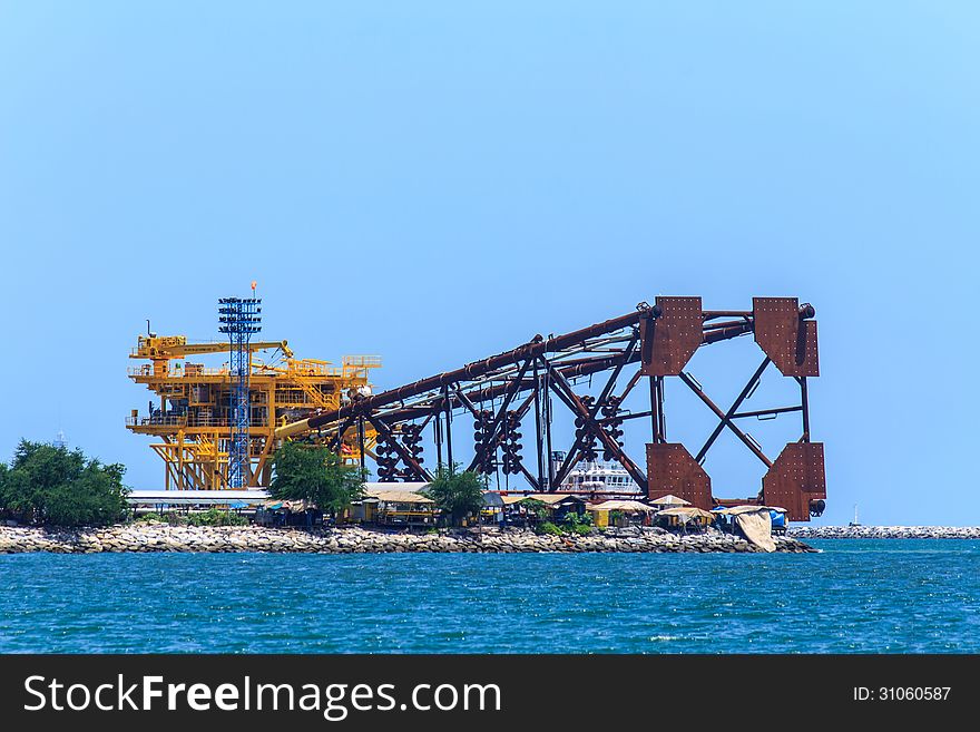 Structure Oil Platform In Assembly Factory.