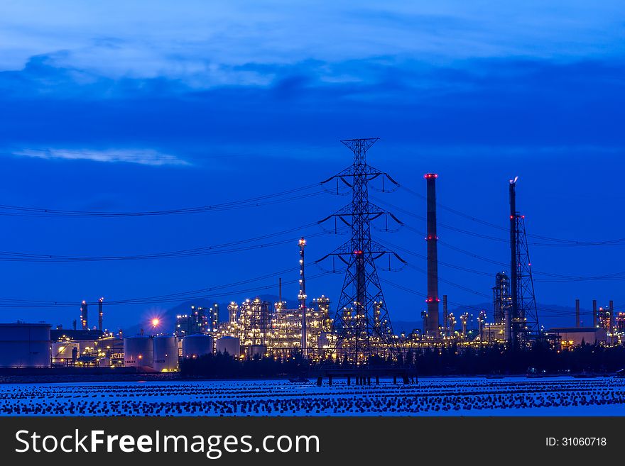 Petrochemical and oil plant in twilight. Petrochemical and oil plant in twilight.