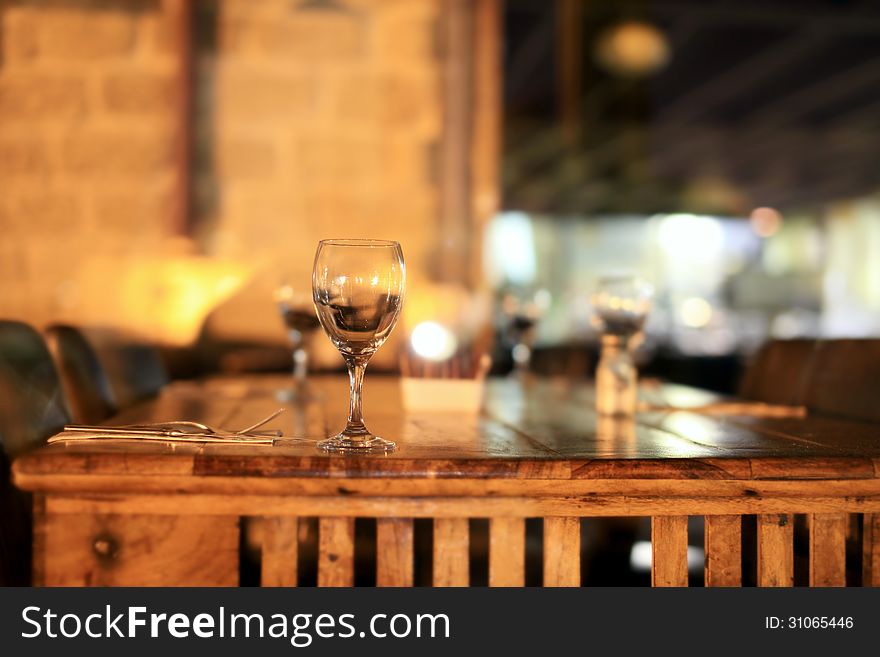 Restaurant, standing on a glass table