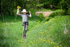 Girl With Dandelions Up Air Stock Photo Girl With Dandelions Up Air Stock Photo