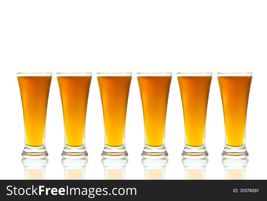 Glasses of Beer on white background