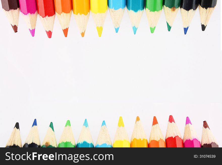 Set of different colored pencils with white background. Set of different colored pencils with white background