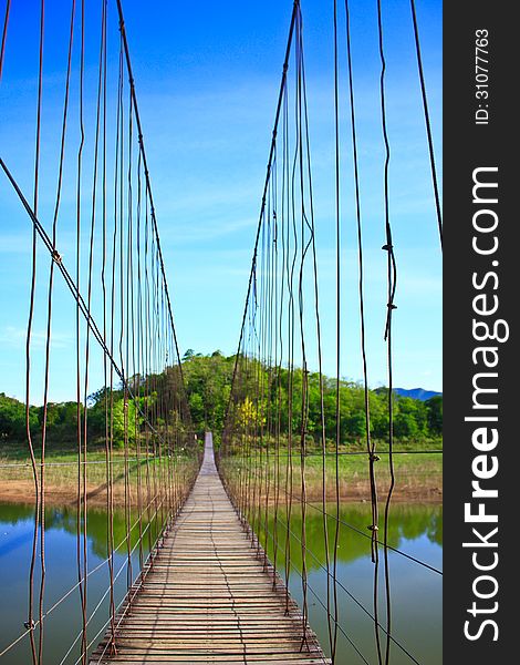 Rope bridge in National Park, Thailand