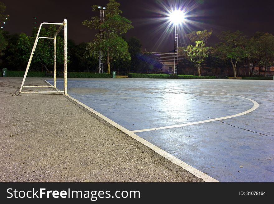 Goal On Stone Soccer Field