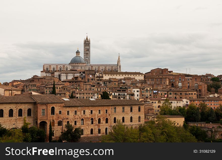 View on historic part of Siena in Tuscany. View on historic part of Siena in Tuscany