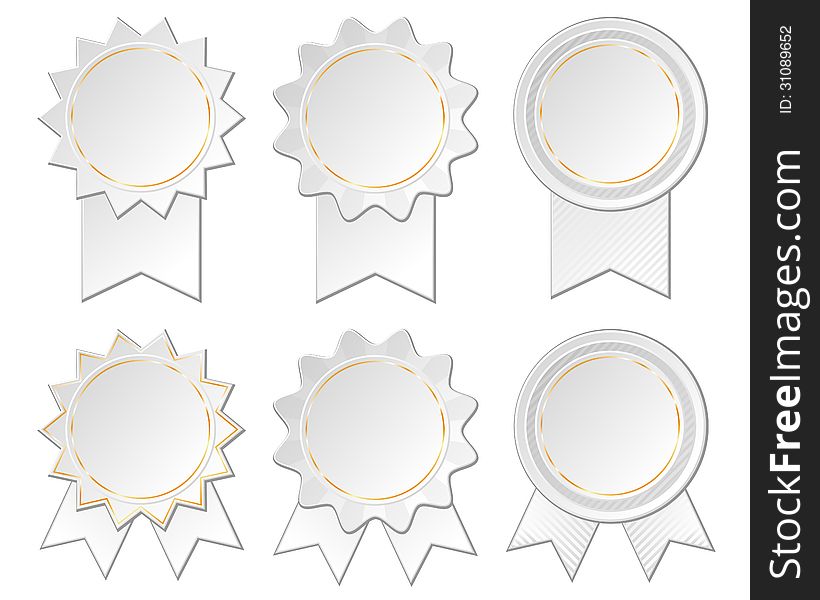Set of six blank paper rosettes with golden rim. Set of six blank paper rosettes with golden rim