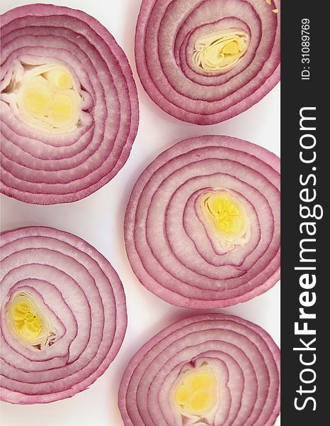 Onion on the white background (details)