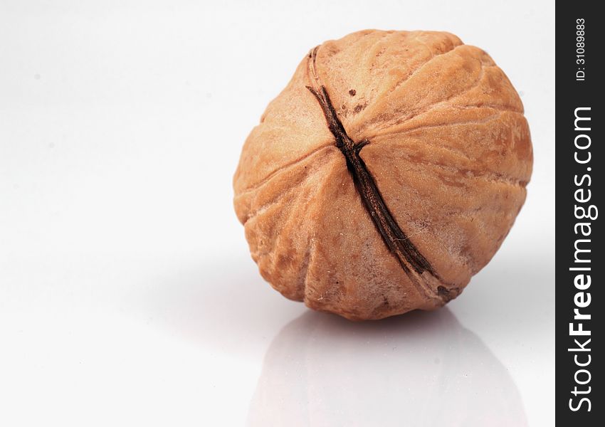 Walnuts on a white background (diet food)