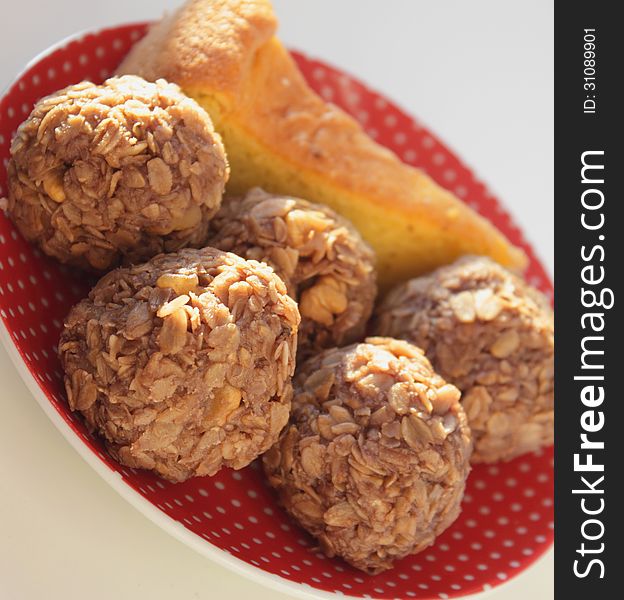 Cookies on a brown background (sweets)