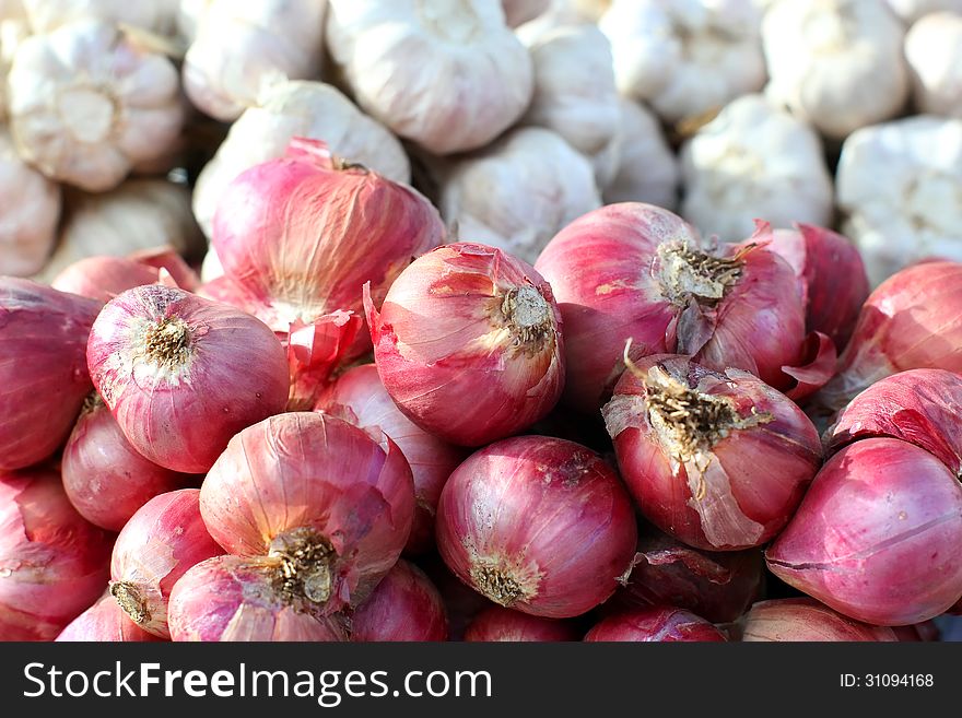 Garlic at street market, Thailand