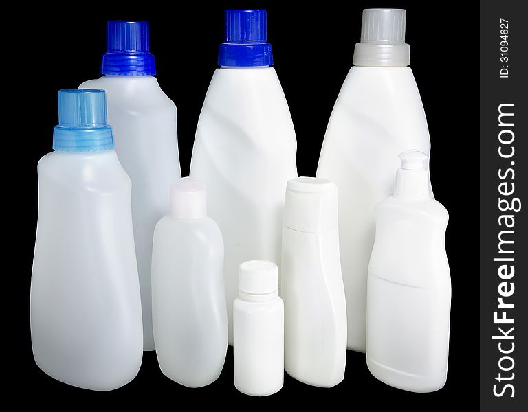 Plastic bottle with soap dishwash or shampoo without label isolated on white background. Plastic bottle with soap dishwash or shampoo without label isolated on white background