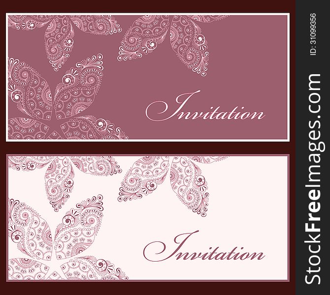 Collection of beautiful invitation vintage cards with floral elements. Collection of beautiful invitation vintage cards with floral elements