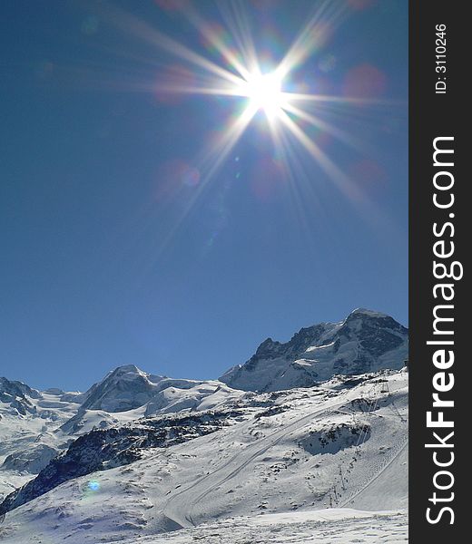 Snowy mountain view from swiss Alps. Snowy mountain view from swiss Alps