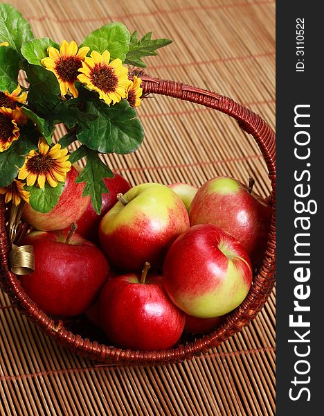 Close-up of apples in a basket